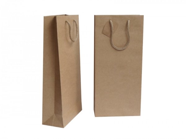 Set 10 bucati punga cadou kraft pentru 2 sticle de vin