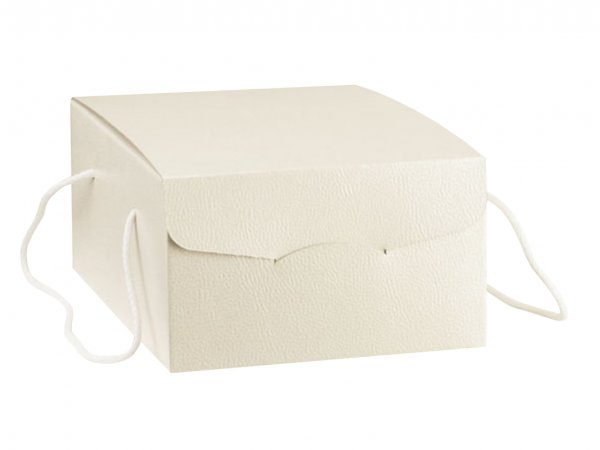 Cutie cadou alb ivory 335x235x140 mm cu manere
