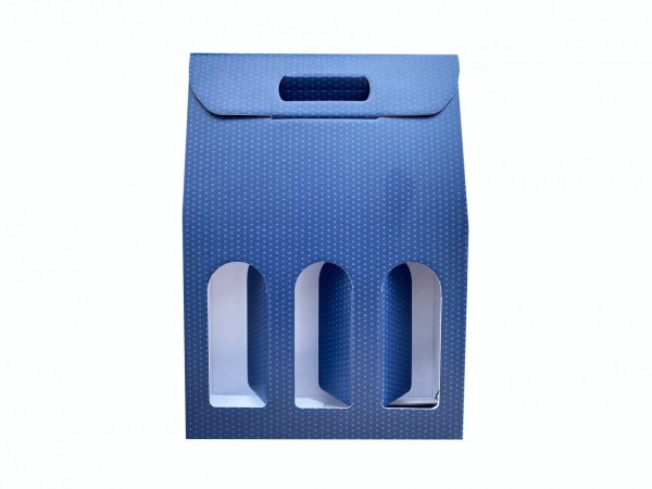 Cutie albastru 3 sticle vin cu fereastra