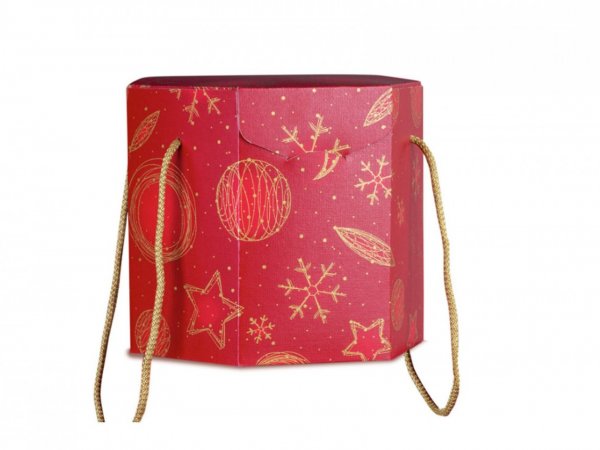 Cutie rosu hexagon model Craciun 300x300x240 mm