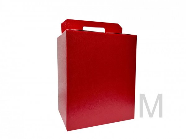 Cutie cadou rosu cu maner pentru panettone