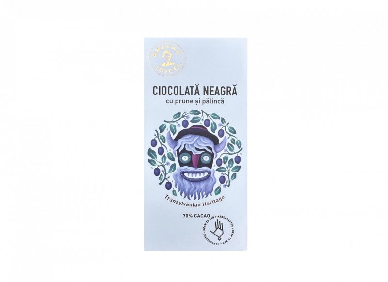 CIOCOLATA  NEAGRA 70% CACAO CU PRUNE SI PALINCA