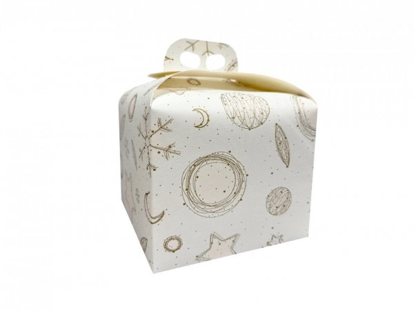 Set 10 bucati cutie alb Craciun pentru panettone 200x200x180 mm