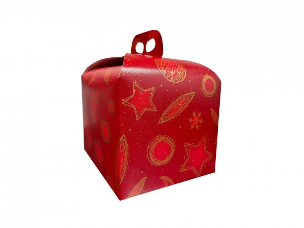 Set 10 bucati cutie rosu Craciun pentru panettone 200x200x180 mm