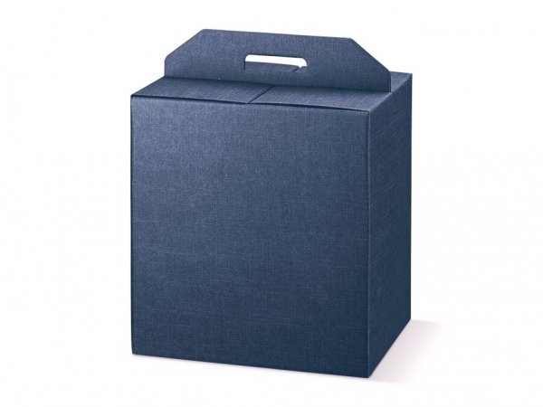 Cutie cadou albastru panettone cu maner 330x250x350 mm