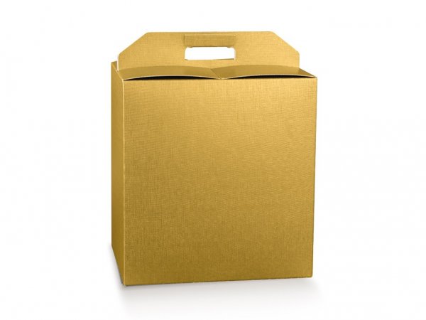 Cutie cadou aurie cu maner 330x250x350 mm