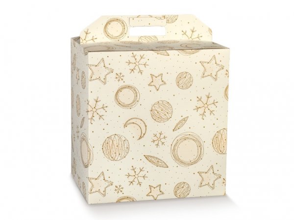 Cutie cadou alb detaliu Craciun cu maner 280x200x350 mm