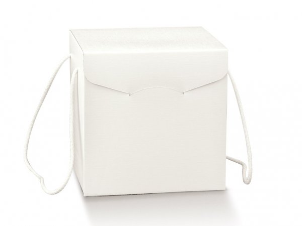 Cutie cadou alb fibra 245x245x180 mm cu manere