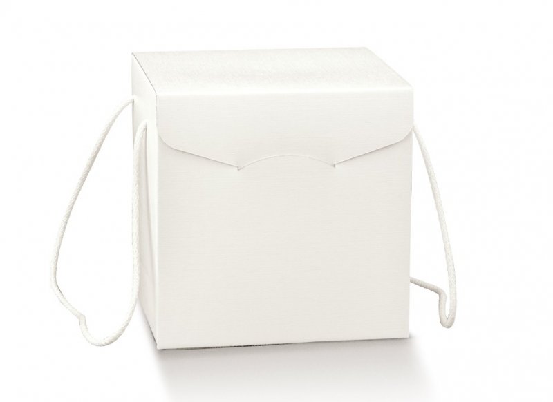 Cutie cadou alb fibra 245x245x180 mm cu manere