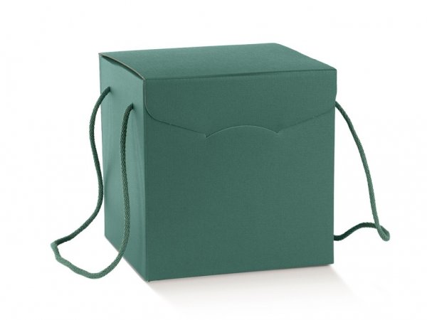 Cutie cadou verde cu manere 290x355x195 mm