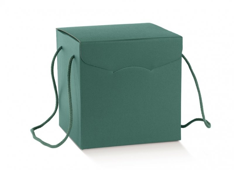Cutie cadou verde cu manere 290x355x195 mm