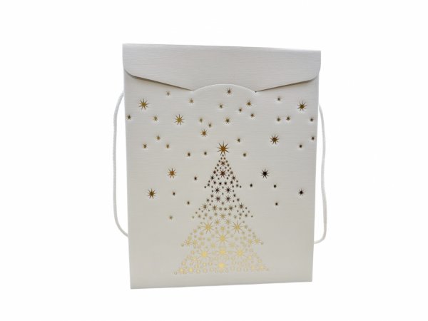 Cutie cadou alb detaliu auriu cu manere 280x200x350 mm