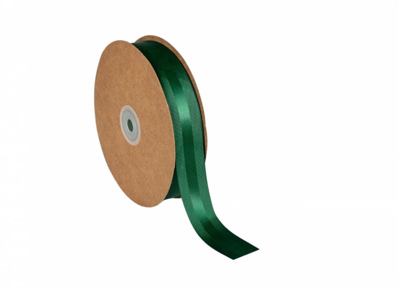 Panglica verde bosco satinata ripsata 25 mm