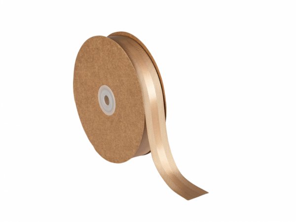 Panglica bej cappucino satinata ripsata 25 mm