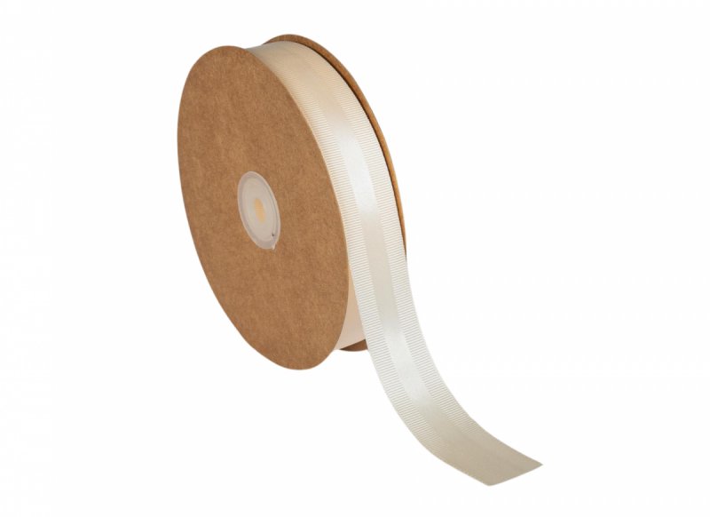 Panglica bej ivory satinata ripsata 25 mm