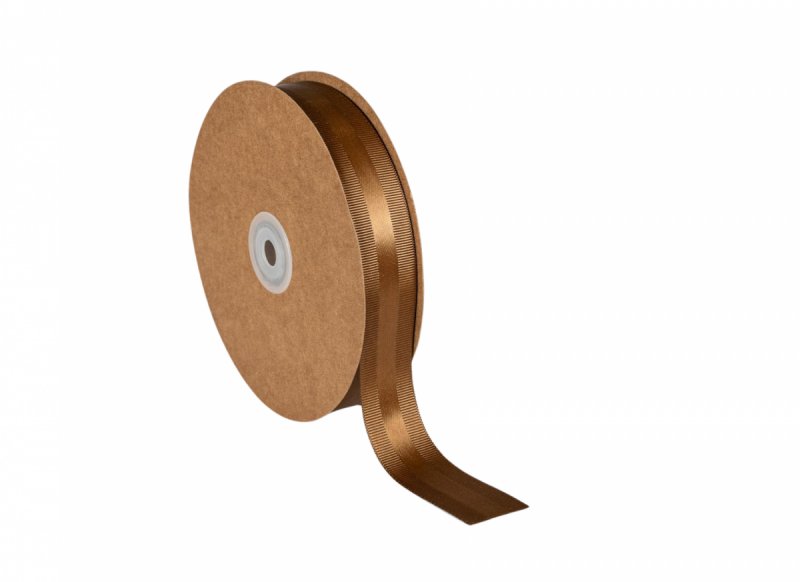 Panglica maro bronz satinata ripsata 25 mm