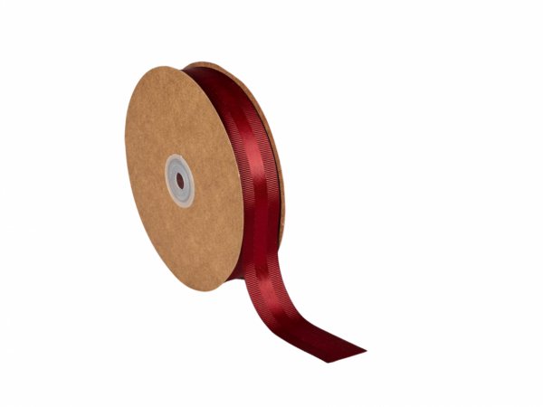 Panglica rosu bordeaux satinata ripsata 25 mm
