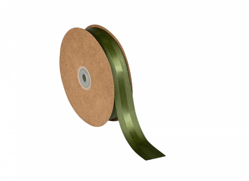 Panglica verde olive satinata ripsata 25 mm