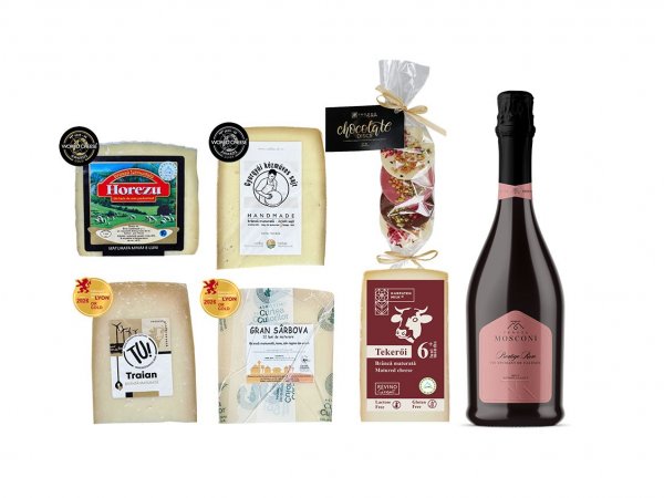 Colectie premium cu branzeturi romanesti si vin spumant - Editie limitata