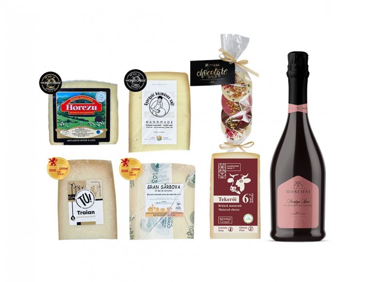 Colectie premium cu branzeturi romanesti si vin spumant - Editie limitata