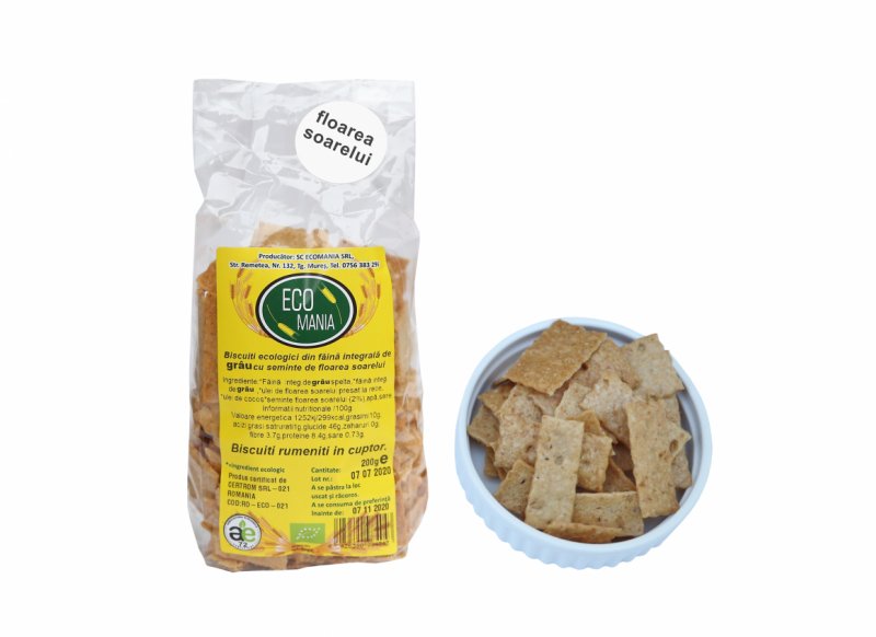 BISCUITI ECOLOGICI CU SEMINTE DE FLOAREA SOARELUI 200G